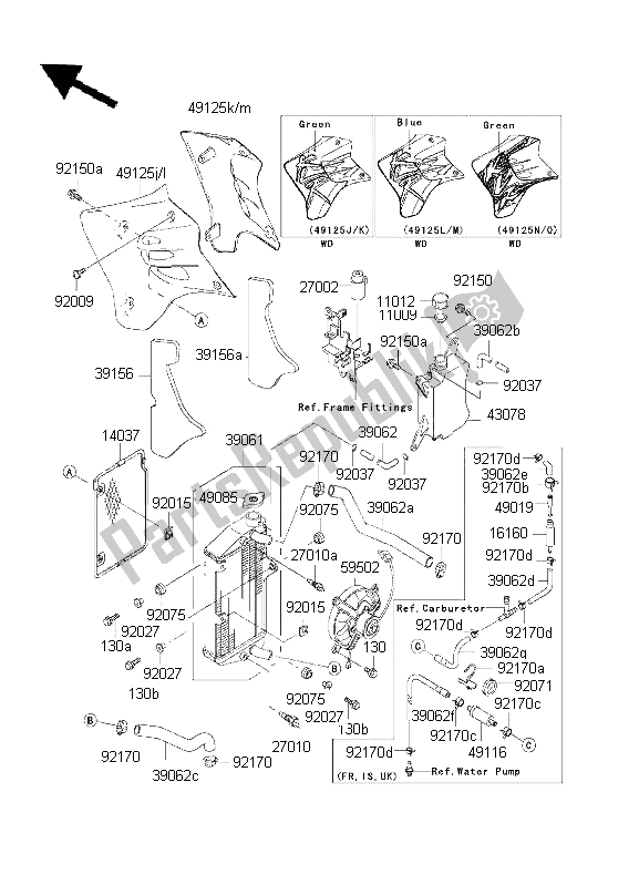 Todas las partes para Radiador de Kawasaki KLR 650 2001