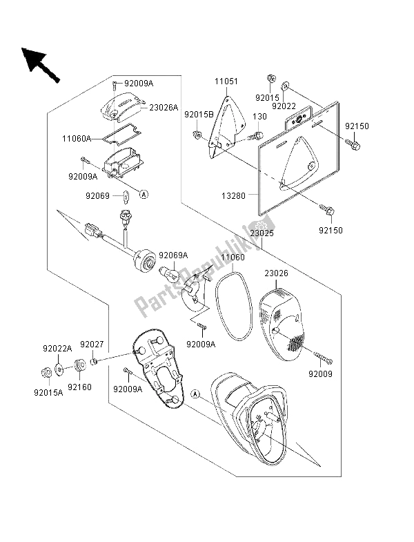 All parts for the Taillight of the Kawasaki VN 1500 Drifter 2000