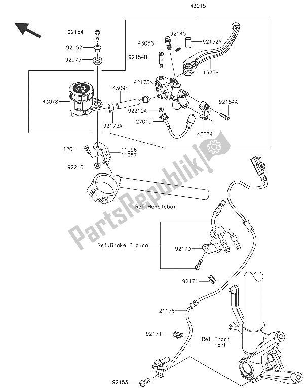 Tutte le parti per il Pompa Freno Anteriore del Kawasaki Ninja H2 1000 2016