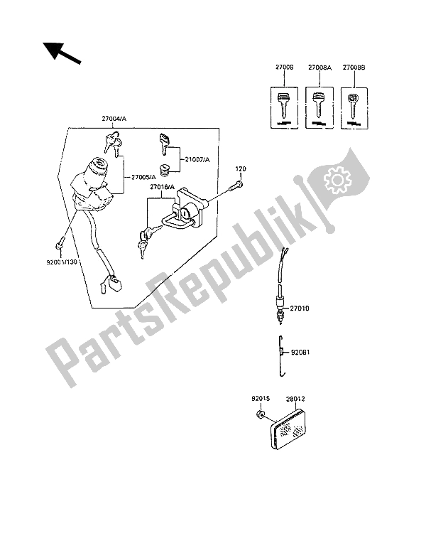 Tutte le parti per il Interruttore Di Accensione del Kawasaki KLR 250 1991