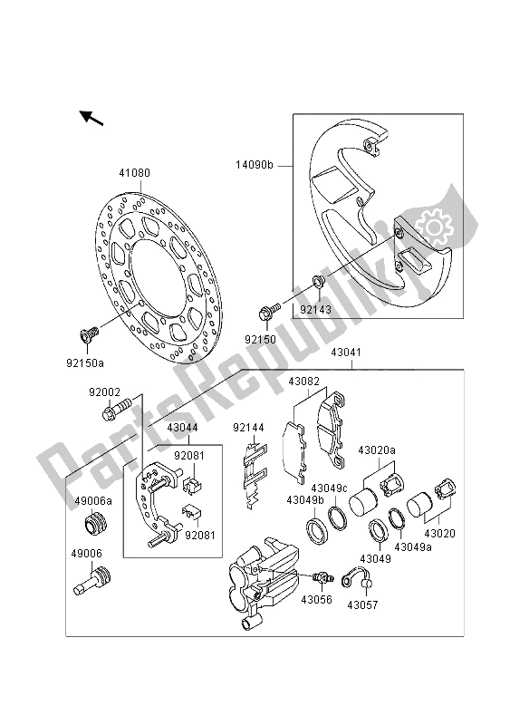 Toutes les pièces pour le Frein Avant du Kawasaki KLE 500 1997