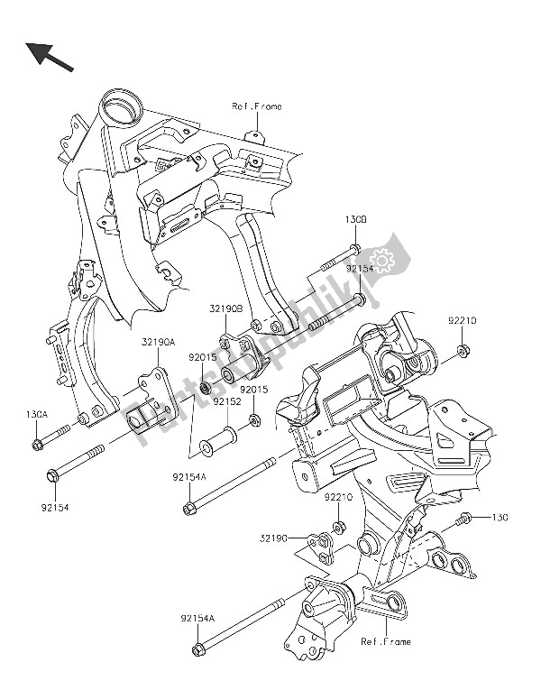 Alle onderdelen voor de Motorsteun van de Kawasaki ER 6F 650 2016