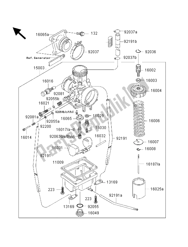 Alle onderdelen voor de Carburator van de Kawasaki KX 65 2001