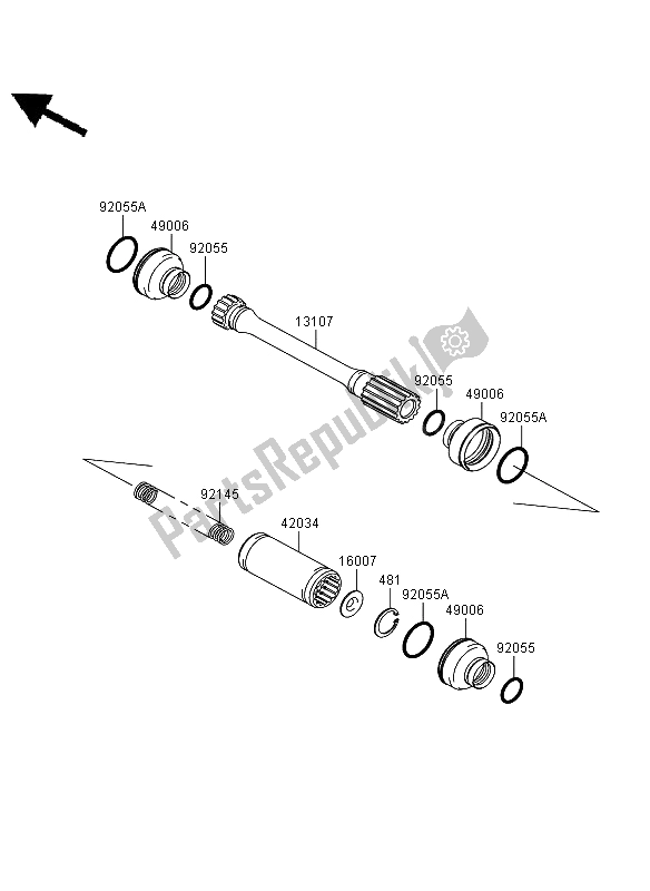 All parts for the Drive Shaft & Propeller of the Kawasaki KVF 650 4X4 2006
