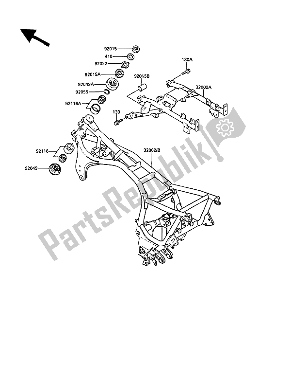 Tutte le parti per il Telaio del Kawasaki 1000 GTR 1990