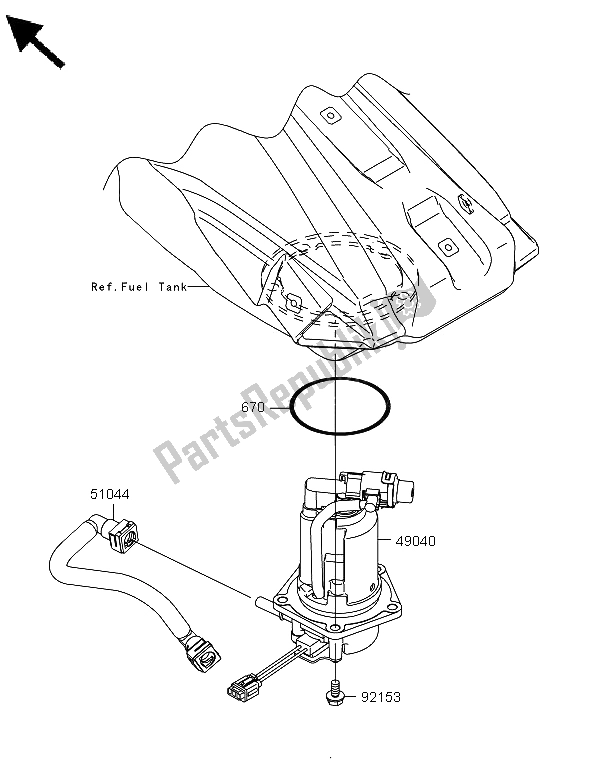 Todas as partes de Bomba De Combustivel do Kawasaki KX 450F 2009