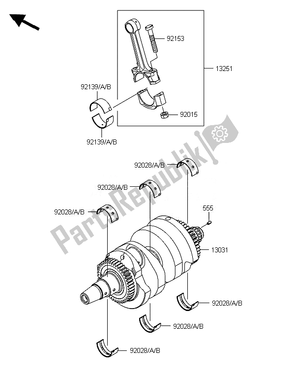 Tutte le parti per il Albero A Gomiti del Kawasaki ER 6F ABS 650 2014