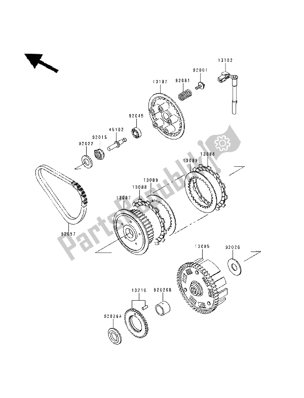 Todas as partes de Embreagem do Kawasaki GPZ 500S 1994