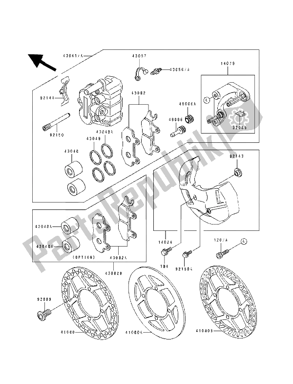 Tutte le parti per il Pinza Anteriore del Kawasaki KX 500 1989