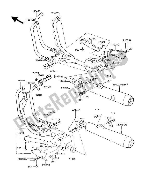 All parts for the Muffler(s) of the Kawasaki Z 1300 1987