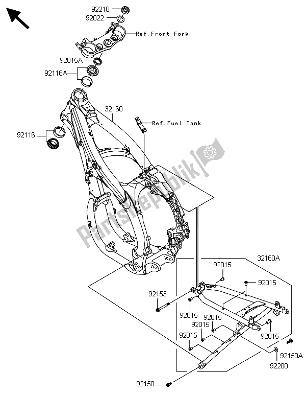 Alle onderdelen voor de Kader van de Kawasaki KLX 450R 2014