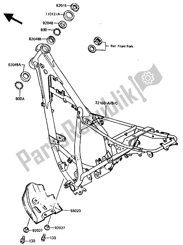 Todas las partes para Marco de Kawasaki KMX 200 1988