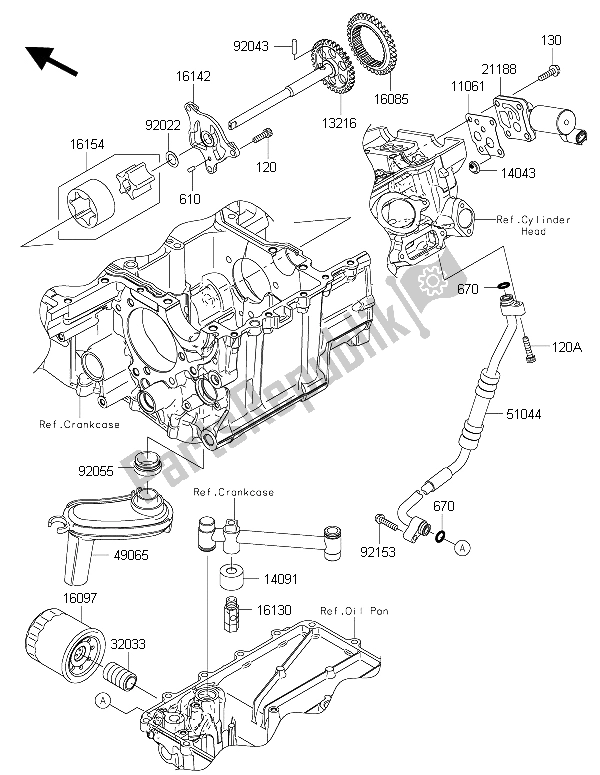 Tutte le parti per il Pompa Dell'olio del Kawasaki 1400 GTR ABS 2015