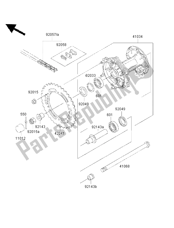 Tutte le parti per il Mozzo Posteriore del Kawasaki KMX 125 1999