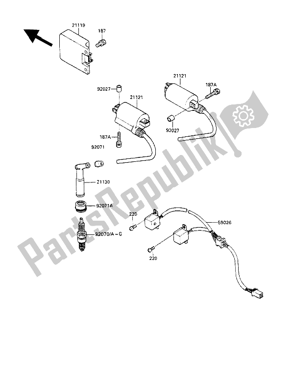 Tutte le parti per il Sistema Di Accensione del Kawasaki GPZ 500S 1989