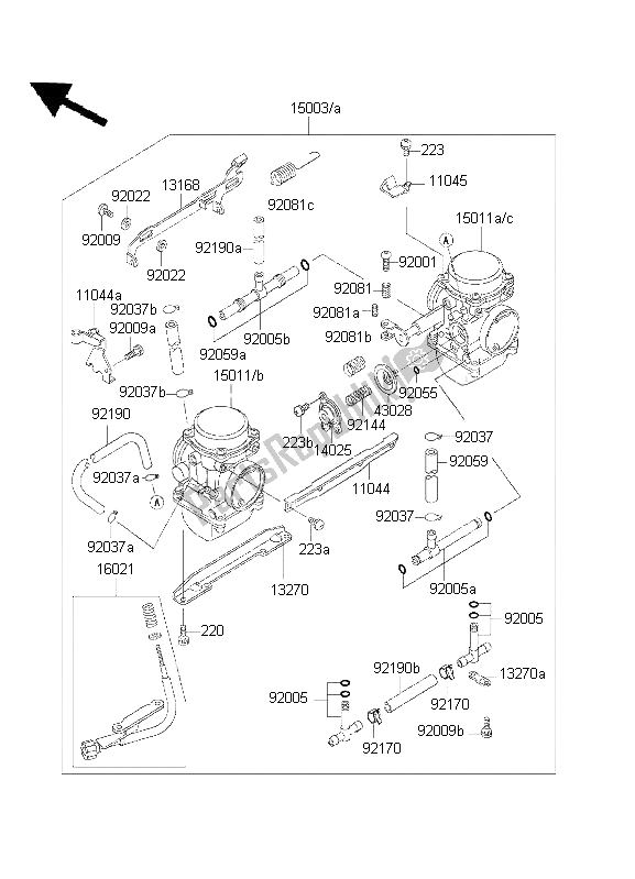 Todas las partes para Carburador de Kawasaki KLE 500 2001