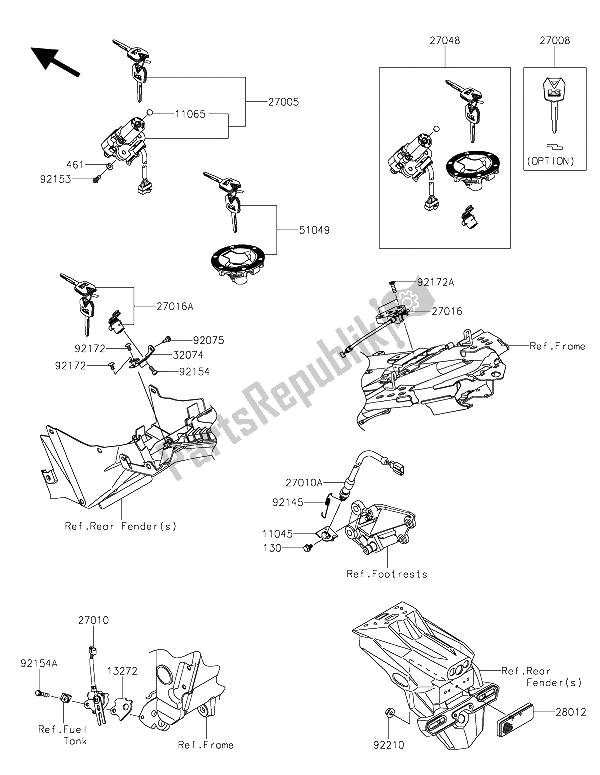All parts for the Ignition Switch of the Kawasaki Z 300 ABS 2015