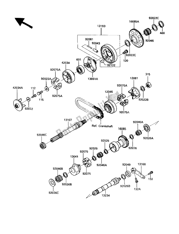 Alle onderdelen voor de Balancer van de Kawasaki GPZ 900R 1989
