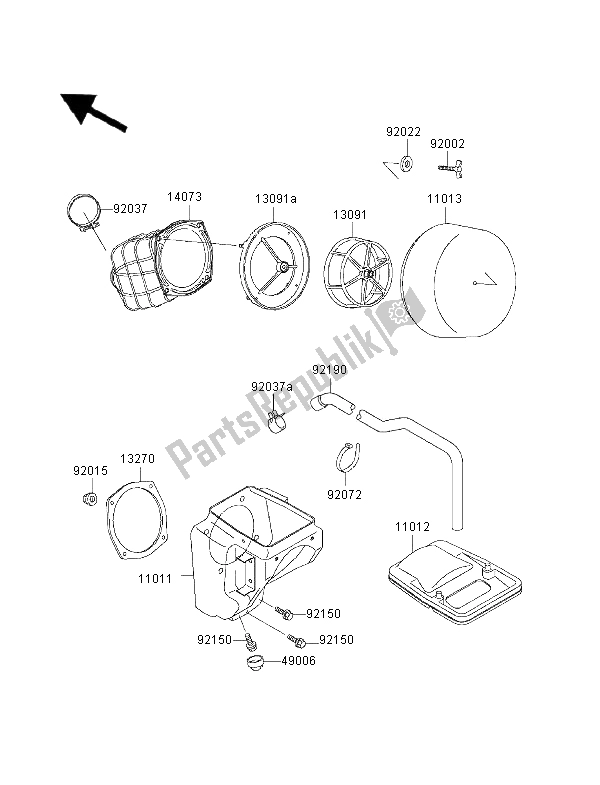 Alle onderdelen voor de Luchtfilter van de Kawasaki KLX 650R 2001