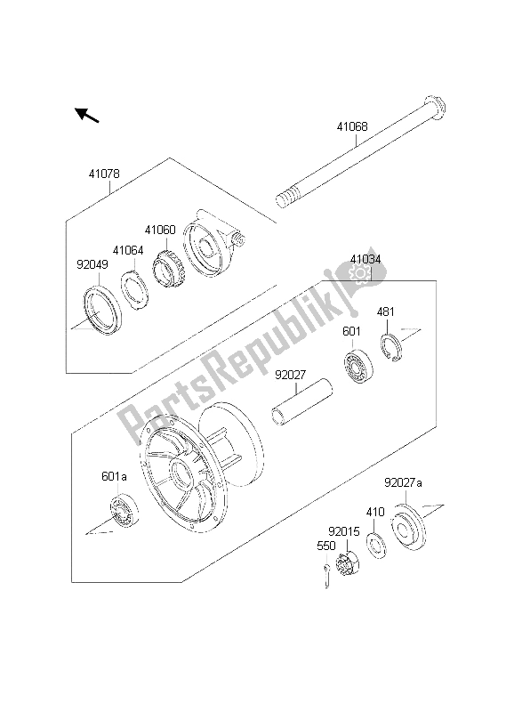 Tutte le parti per il Mozzo Anteriore del Kawasaki KLR 650 2002