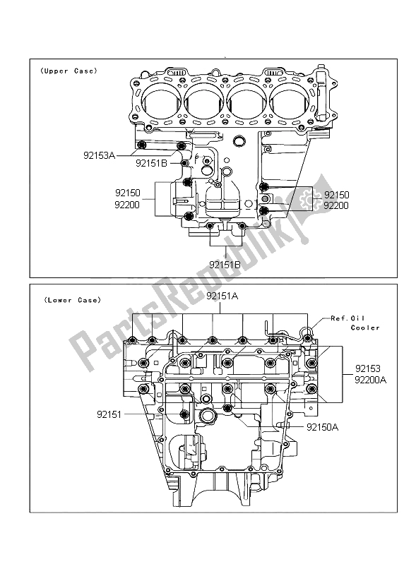 All parts for the Crankcase Bolt Pattern of the Kawasaki Ninja ZX 10R 1000 2006