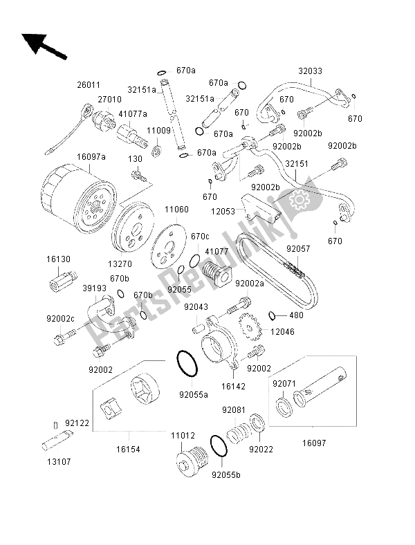 All parts for the Oil Pump of the Kawasaki VN 800 Drifter 2002