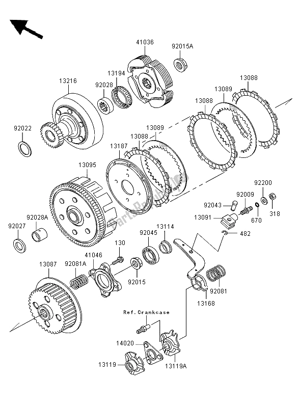 Toutes les pièces pour le Embrayage du Kawasaki KLF 300 2002