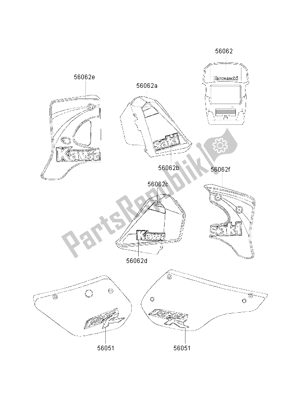 Tutte le parti per il Decalcomanie (rosso) del Kawasaki KMX 125 1999