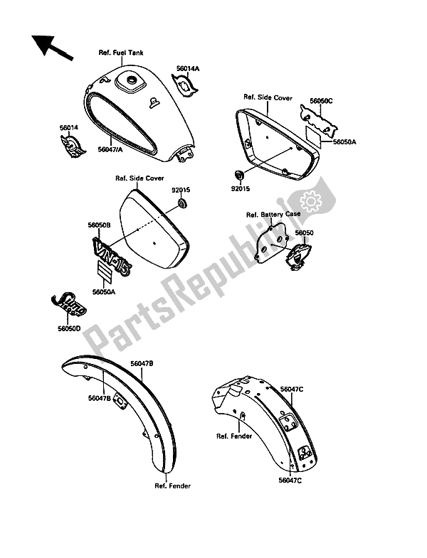 Tutte le parti per il Decalcomania del Kawasaki VN 15 1500 1991