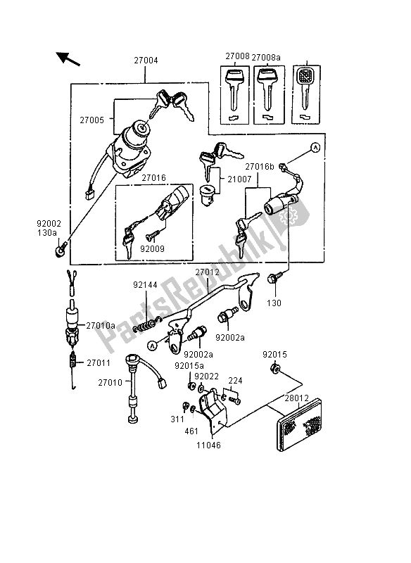 Alle onderdelen voor de Contactschakelaar van de Kawasaki KMX 125 1998