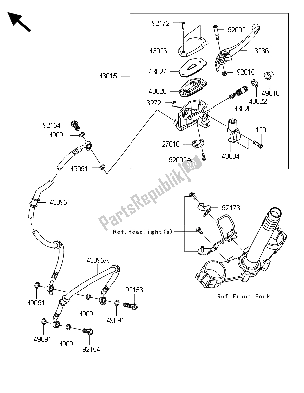 Wszystkie części do Przedni Cylinder G?ówny Kawasaki Z 800 ADS 2013