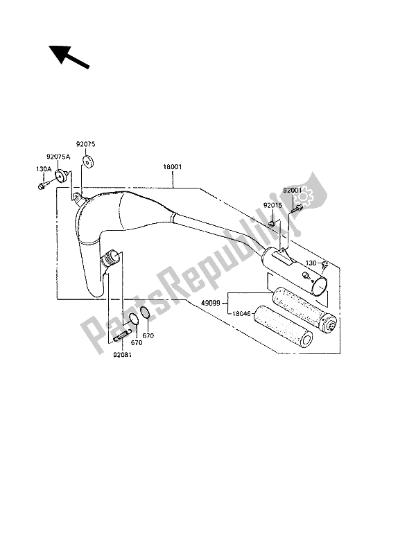 All parts for the Muffler(s) of the Kawasaki KX 60 1986