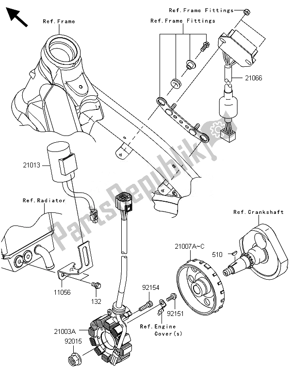 All parts for the Generator of the Kawasaki KX 250F 2014
