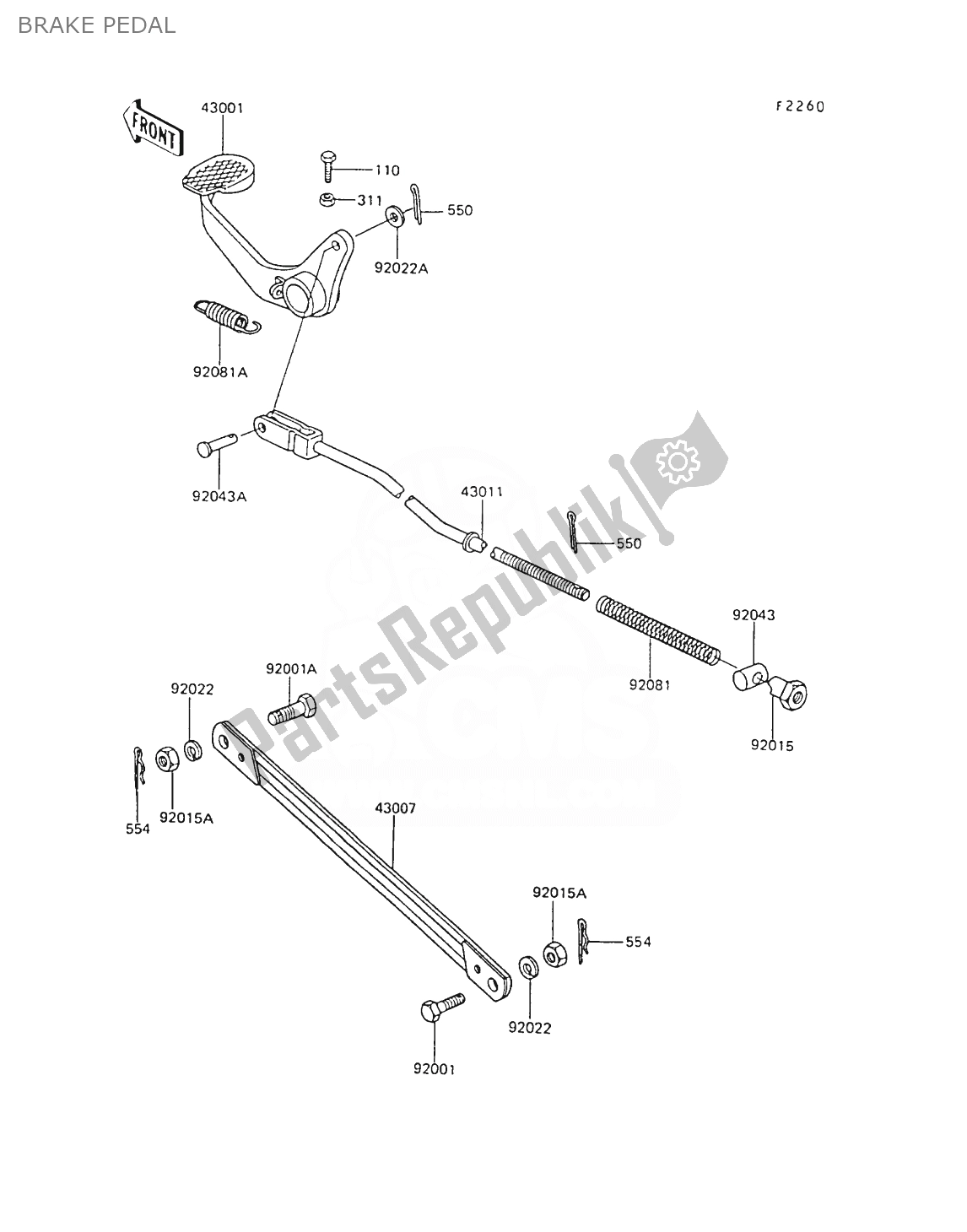 Tutte le parti per il Pedale Del Freno del Kawasaki AR 80 1988