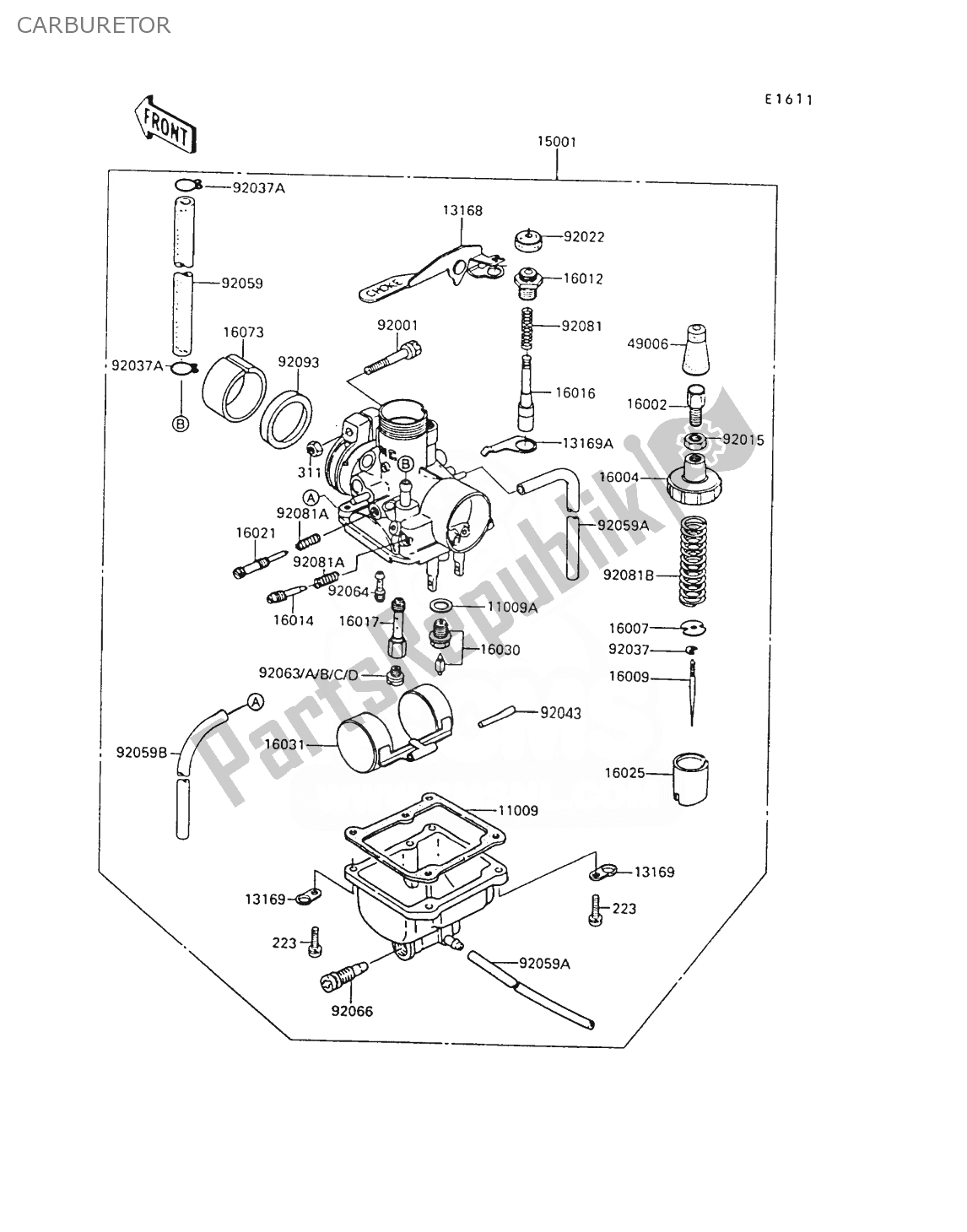 Todas as partes de Carburador do Kawasaki AR 80 1990