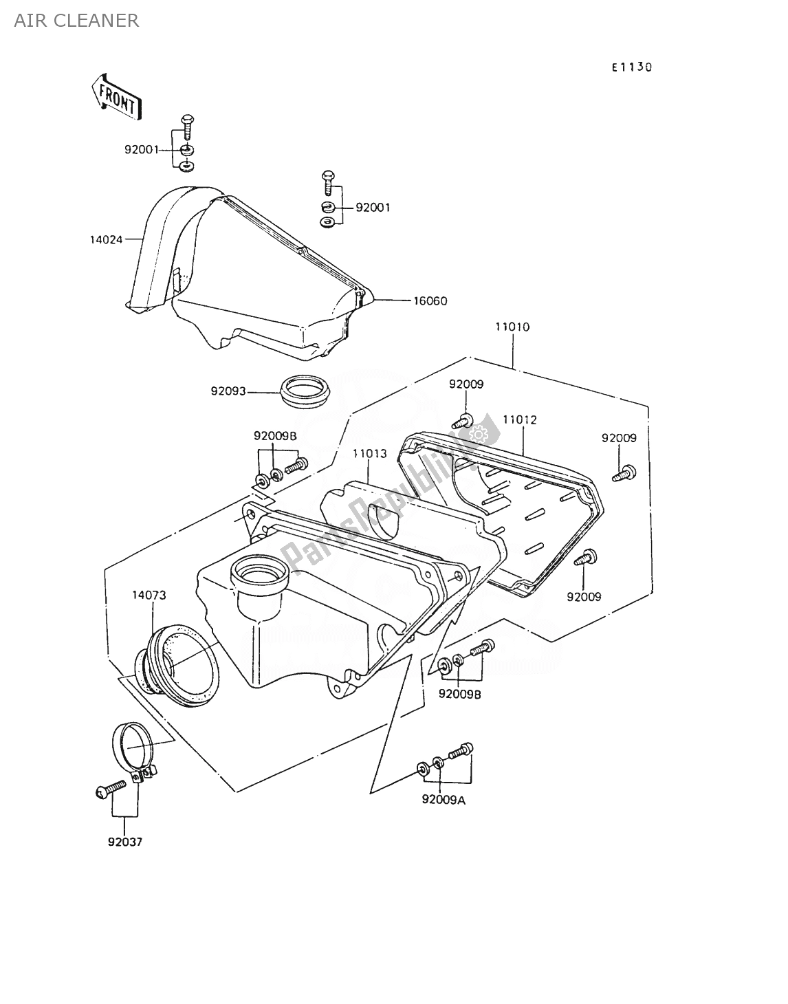 Alle onderdelen voor de Luchtfilter van de Kawasaki AR 80 1988