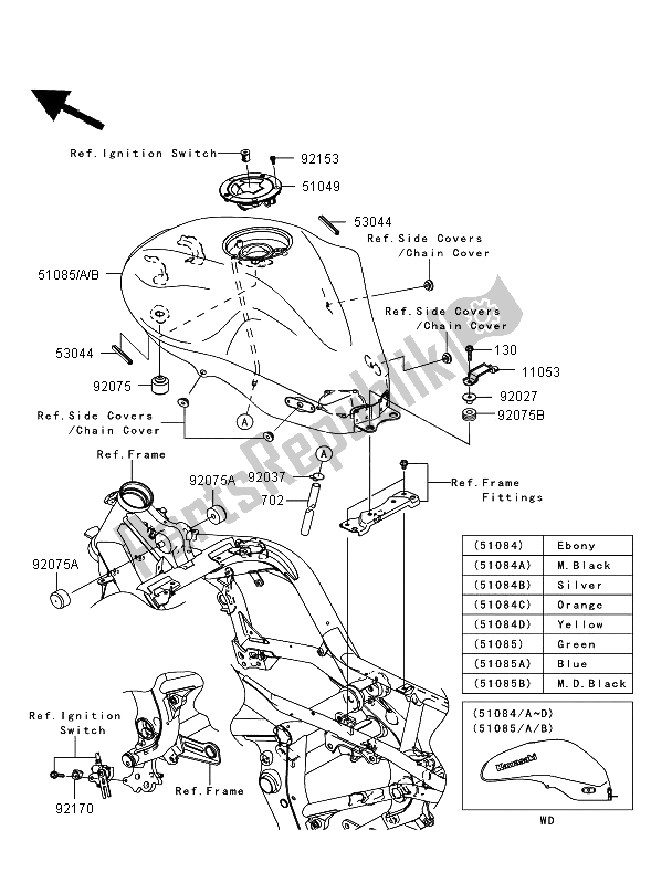 Toutes les pièces pour le Réservoir D'essence du Kawasaki ER 6N ABS 650 2008