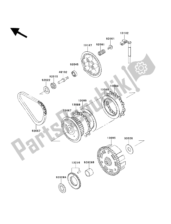 Todas las partes para Embrague de Kawasaki EN 500 1992