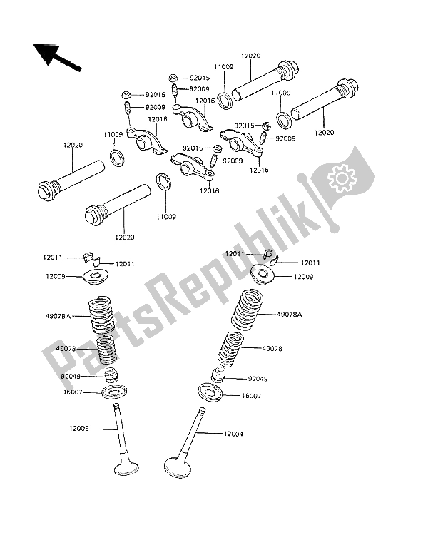 Tutte le parti per il Valvola (s) del Kawasaki GPZ 305 Belt Drive 1985