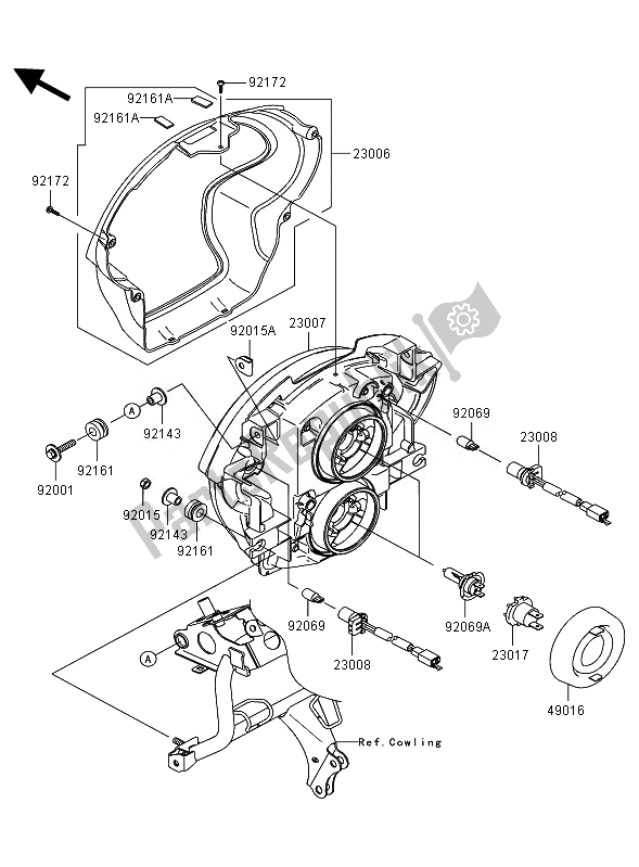 Tutte le parti per il Faro del Kawasaki Versys 650 2007