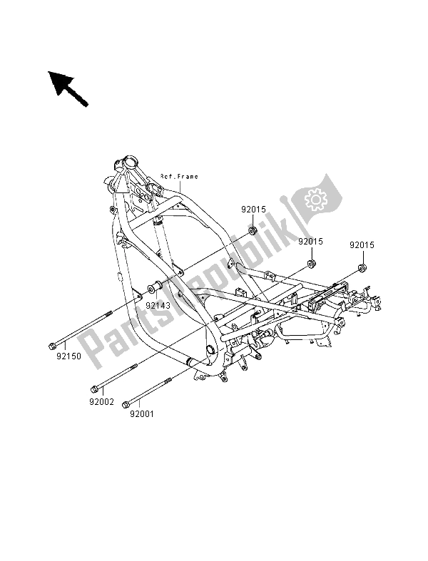 Tutte le parti per il Montaggi Della Struttura del Kawasaki ER 500 1999