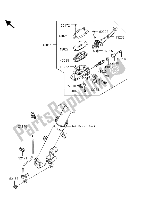 Tutte le parti per il Pompa Freno Anteriore del Kawasaki ER 6F ABS 650 2013