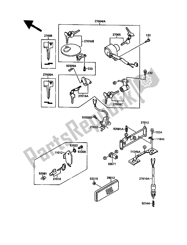 All parts for the Ignition Switch of the Kawasaki VN 15 1500 1989