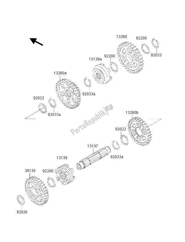 Todas as partes de Tambor De Mudança De Marcha E Garfo De Mudança do Kawasaki KVF 400 2001