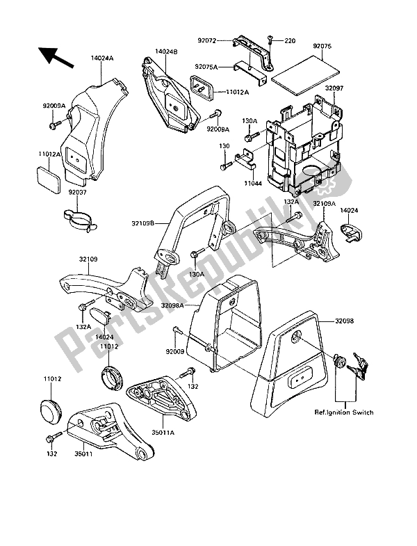 All parts for the Battery Case of the Kawasaki VN 750 Twin 1988