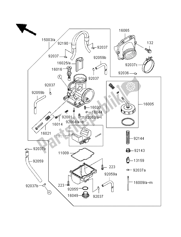 Tutte le parti per il Carburatore del Kawasaki KX 125 1996