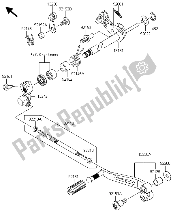 All parts for the Gear Change Mechanism of the Kawasaki Z 800 ABS BDS 2013