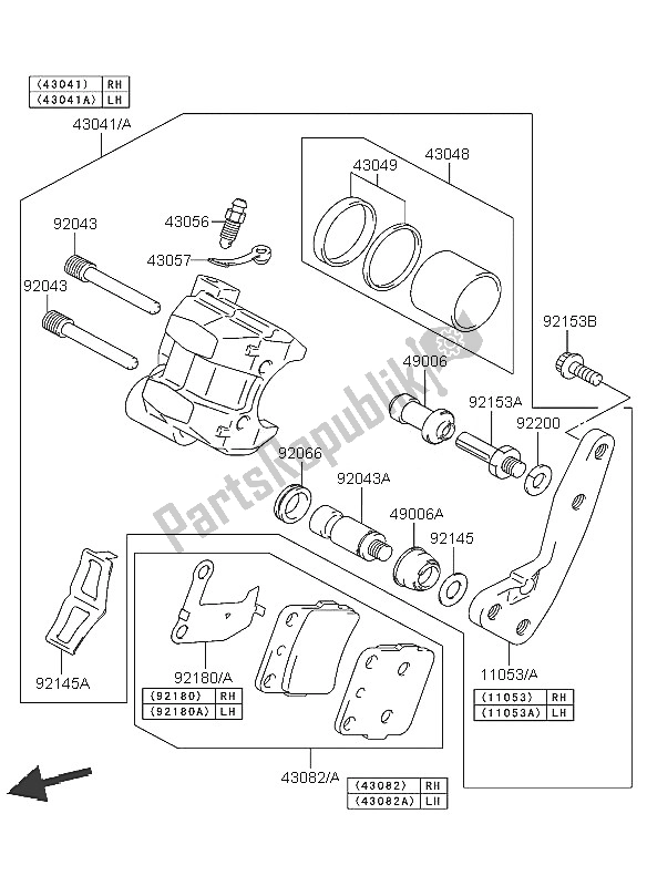 All parts for the Front Brake of the Kawasaki KFX 400 2005