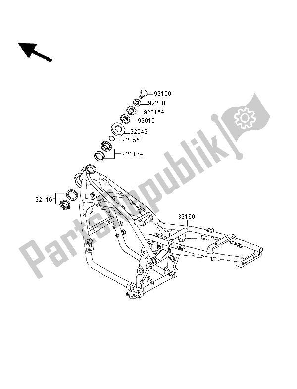 All parts for the Frame of the Kawasaki Zephyr 550 1996