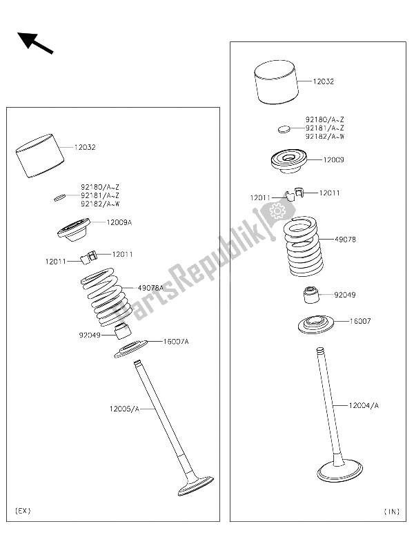 Tutte le parti per il Valvola (s) del Kawasaki Ninja H2 1000 2015